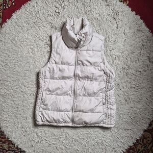 Womens Old Navy Puffer Vest Tan Beige Cream Size Large L Minimalist Contemporary